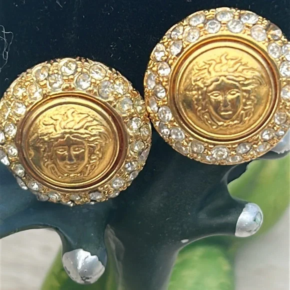 Versace Vintage Gold Medusa Baroque Earrings - Picture 2 of 3
